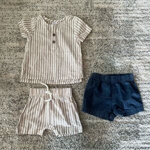 Carter’s Baby Bundle Striped Linen Beach Outfit Set & Chambray Shorts
